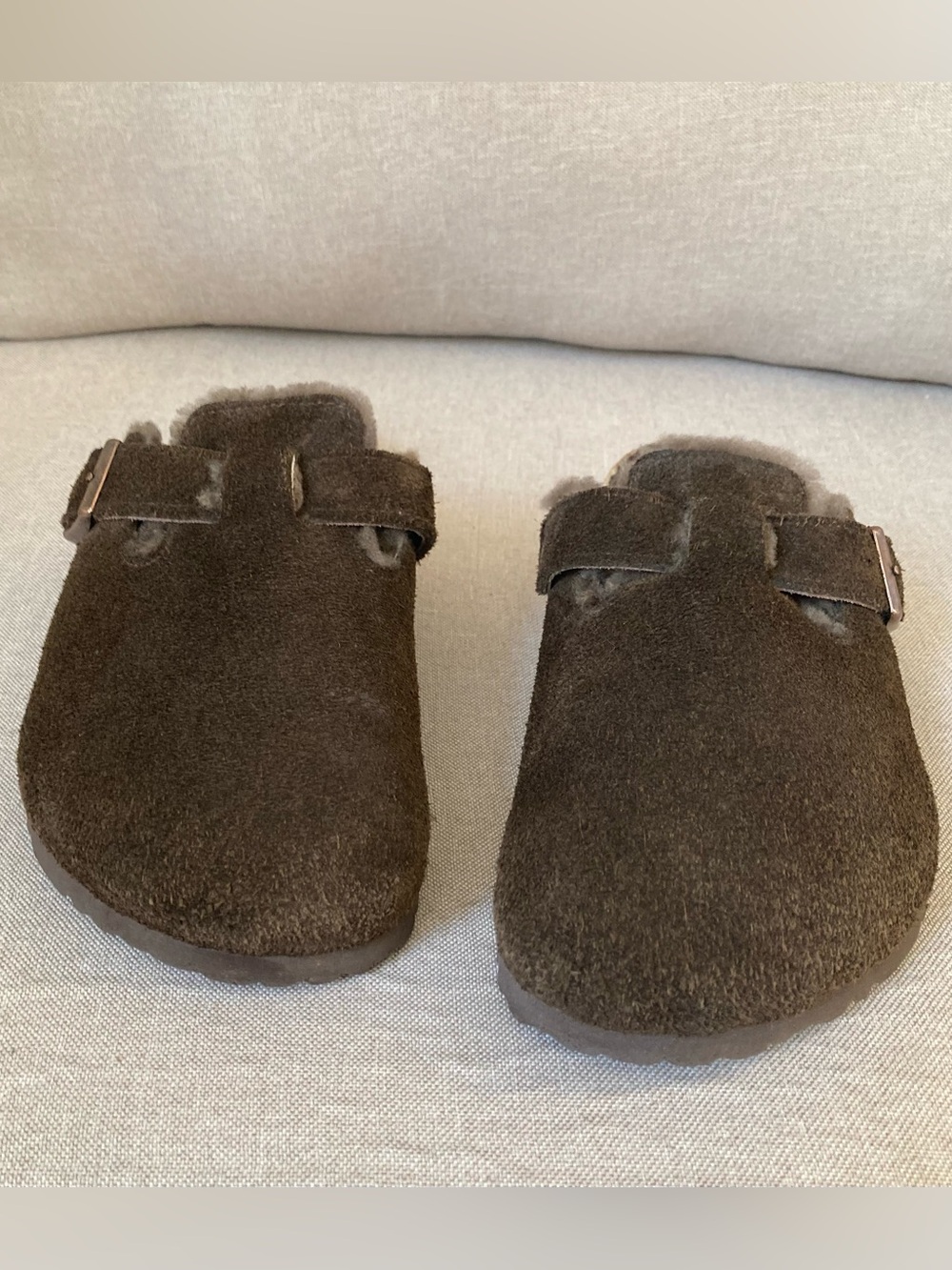 Birkenstock Boston Shearling Clogs Mocha Suede Fur Lined EU 41 US WMN 10 M 8 - Picture 2 of 8